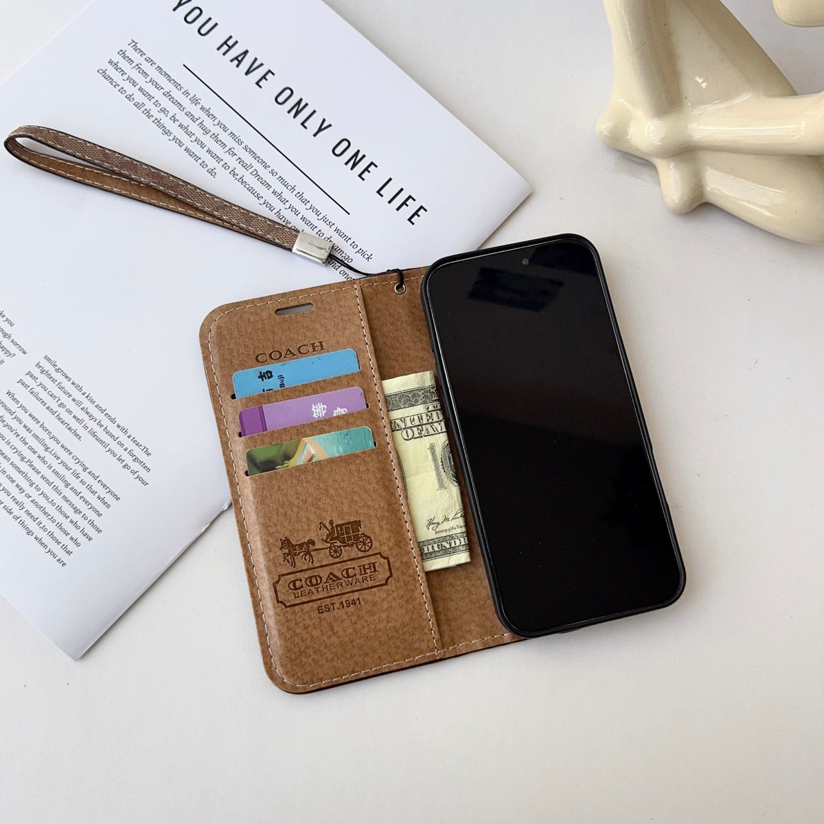 Luxury Leather Fold Wallet Case - iPhone 12-18 Pro & Pro Max