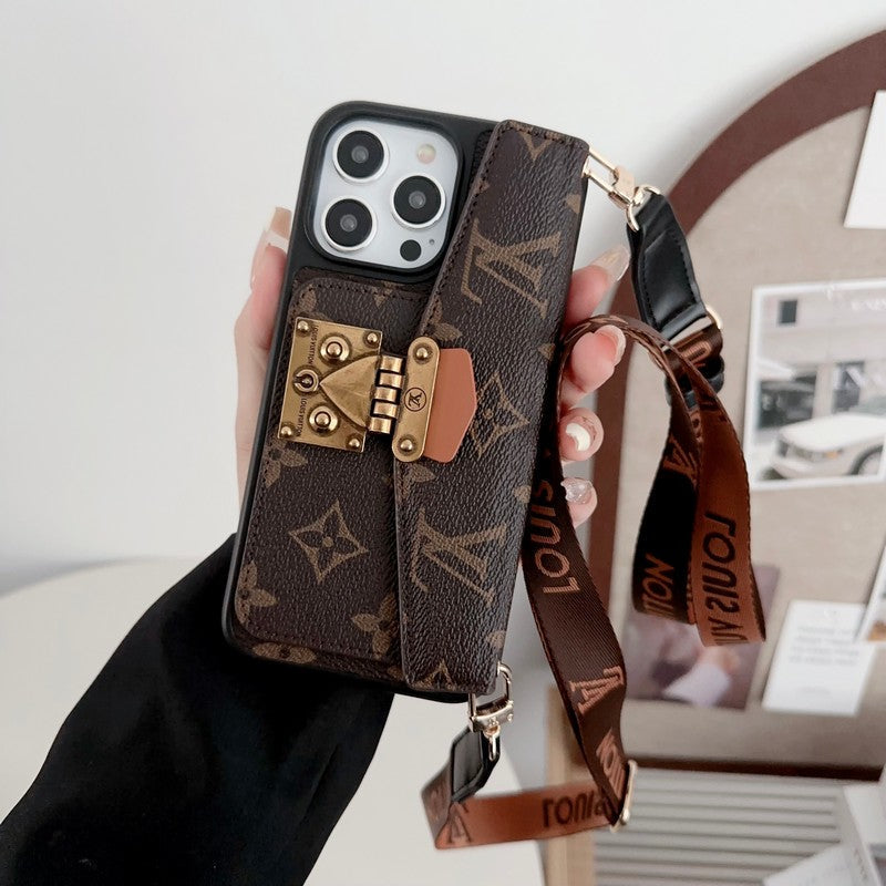 LUXURY LOCK CARD BAG CROSSBODY CHAIN IPHONE CASE Roxy New 2