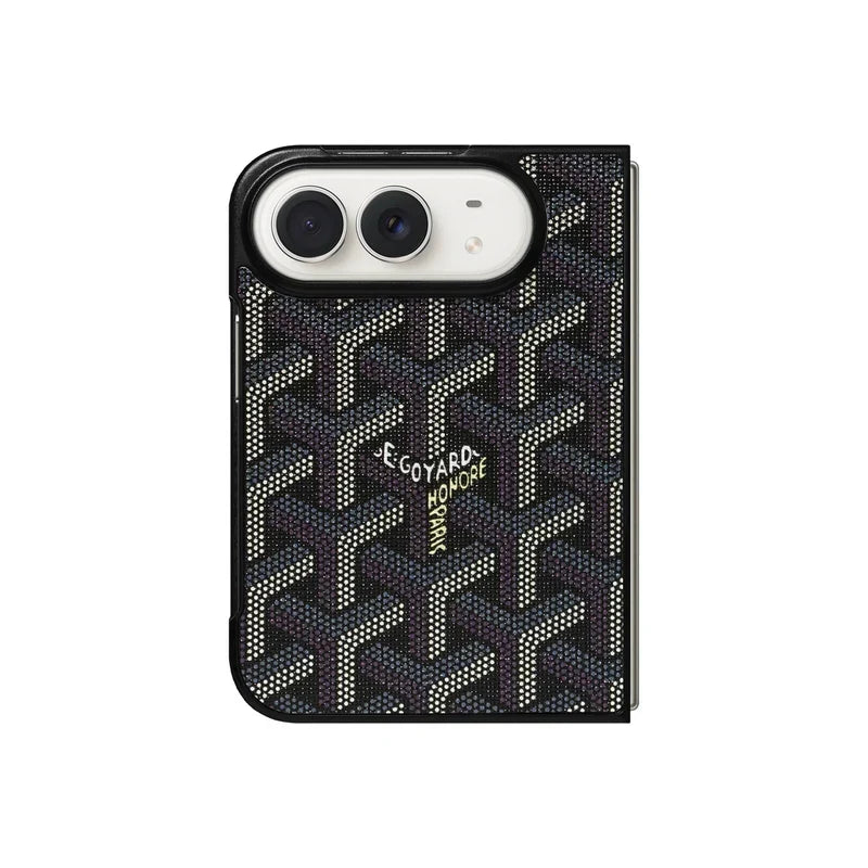 Luxury GYD Monogram Case Logo Black for iPhone Duo
