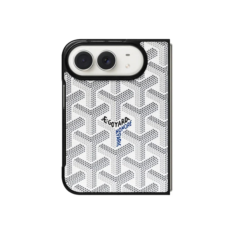 Luxury GYD Monogram Case Logo White for iPhone Duo