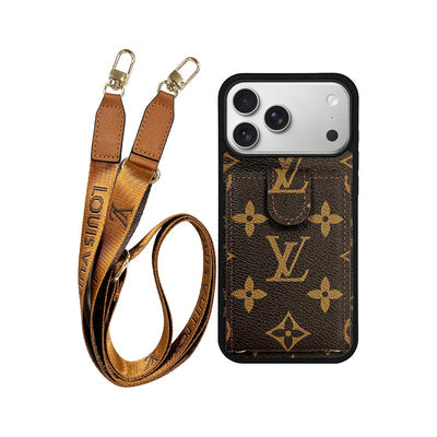 luxury iPhone Case Card Holder Detachable Lanyard 12-18 Pro & Pro Max