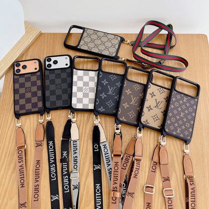 Luxury Phone Case with Detachable Strap for iPhone 12-18 Pro & Pro Max