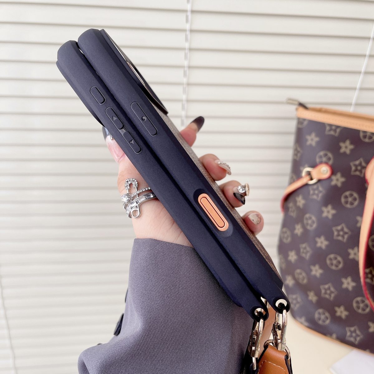 Luxury Phone Case with Detachable Strap for iPhone 12-18 Pro & Pro Max