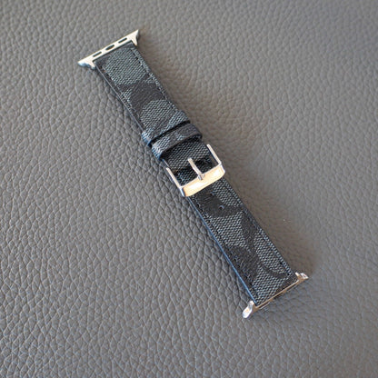 Coach Band for Apple Watch Black Pattern Leather