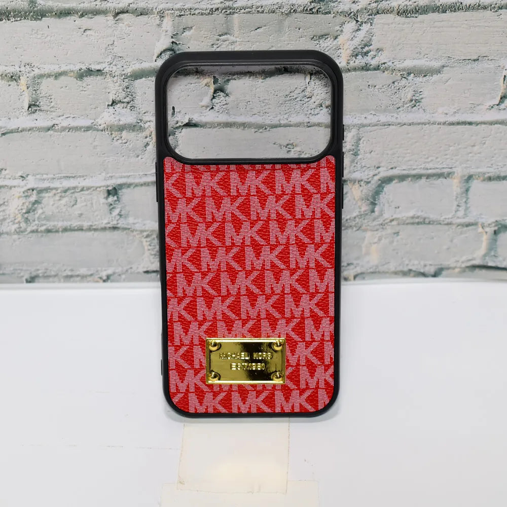 MK Leather Phone Case Metal Plate for iPhone 12-18 Pro & Pro Max