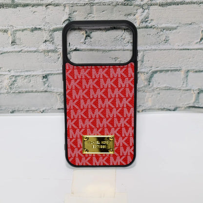 MK Leather Phone Case Metal Plate for iPhone 12-18 Pro & Pro Max