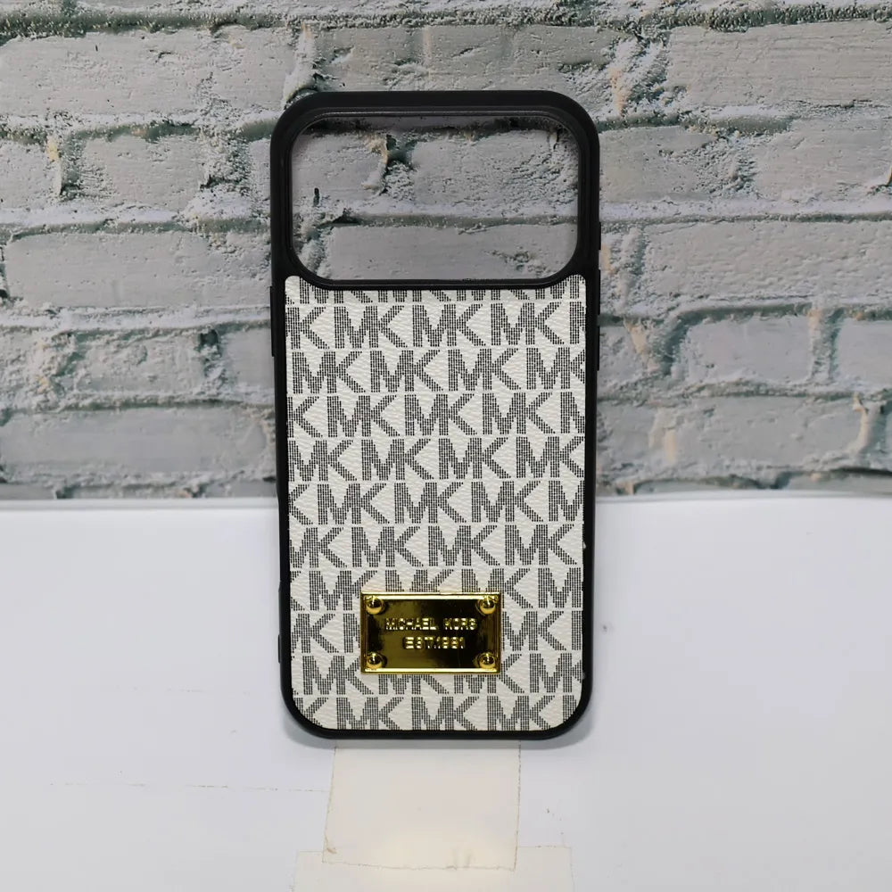MK Leather Phone Case Metal Plate for iPhone 12-18 Pro & Pro Max