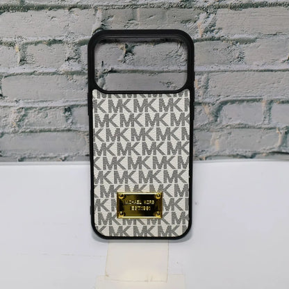 MK Leather Phone Case Metal Plate for iPhone 12-18 Pro & Pro Max
