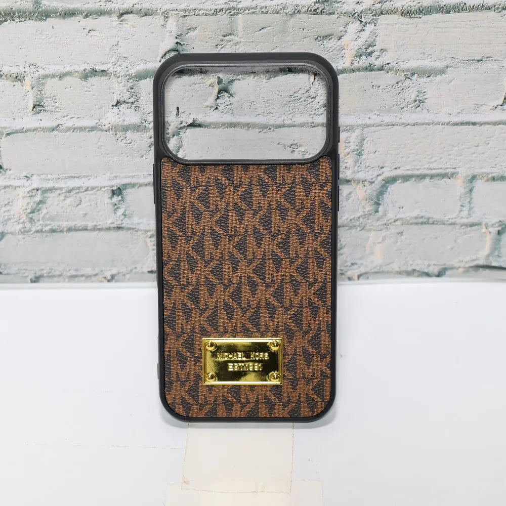 MK Leather Phone Case Metal Plate for iPhone 12-18 Pro & Pro Max