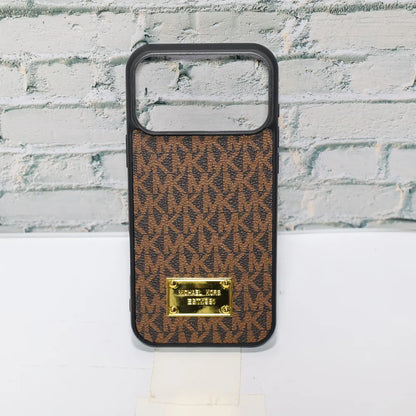 MK Leather Phone Case Metal Plate for iPhone 12-18 Pro & Pro Max