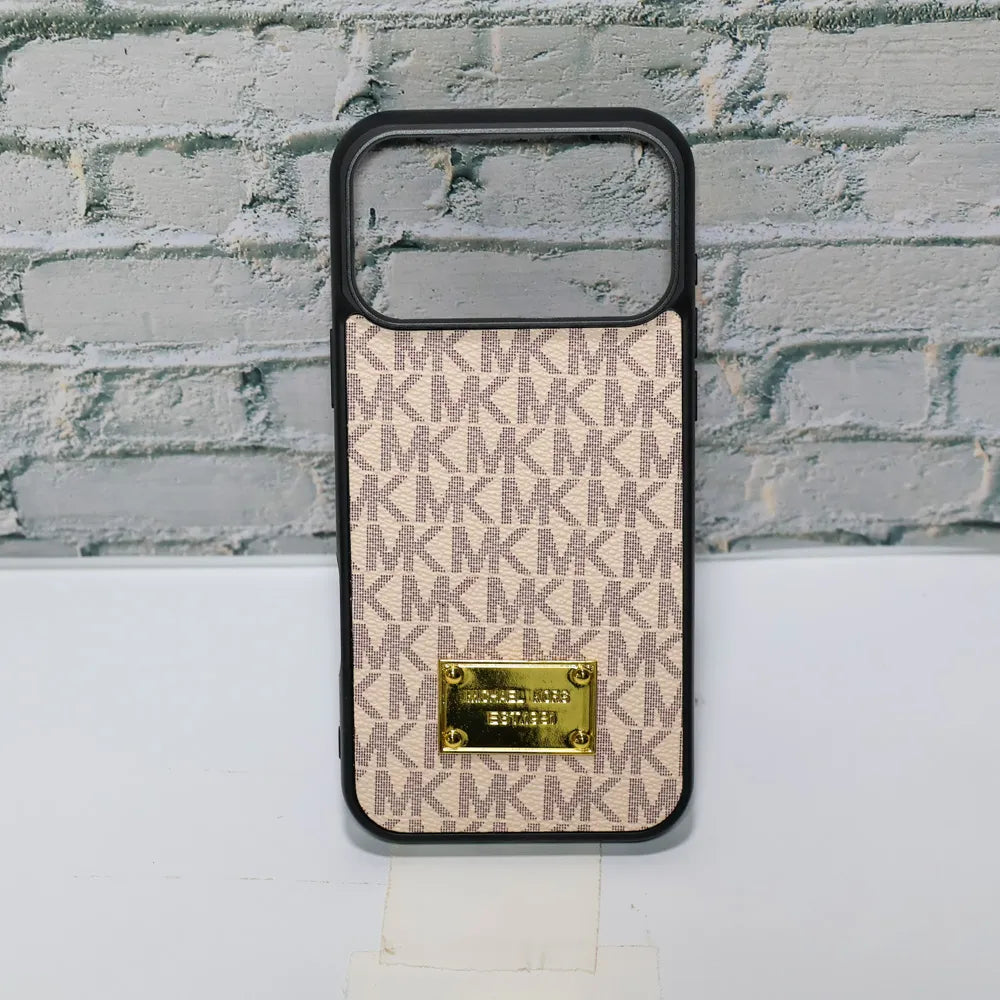 MK Leather Phone Case Metal Plate for iPhone 12-18 Pro & Pro Max