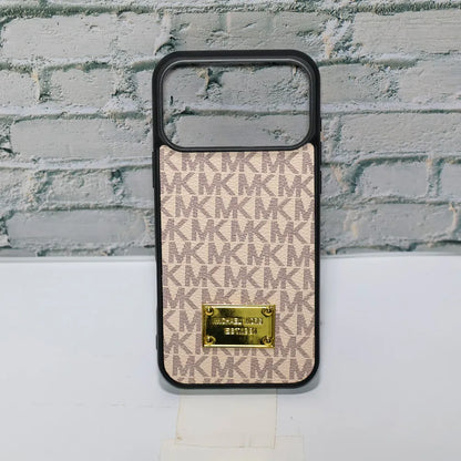 MK Leather Phone Case Metal Plate for iPhone 12-18 Pro & Pro Max