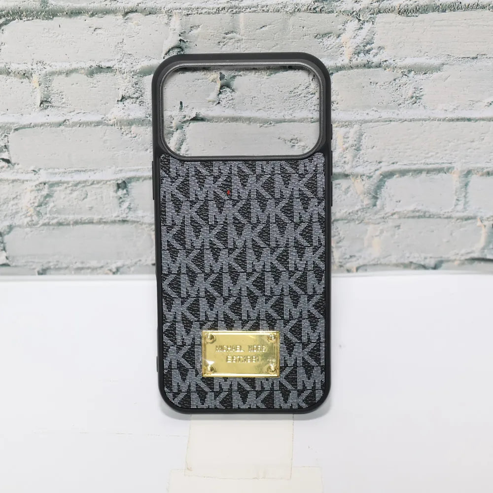 MK Leather Phone Case Metal Plate for iPhone 12-18 Pro & Pro Max