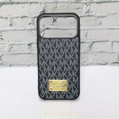 MK Leather Phone Case Metal Plate for iPhone 12-18 Pro & Pro Max