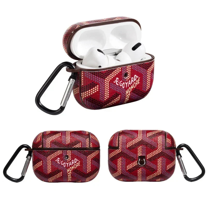 Luxury Red GYD Monogram AirPods Case - Stylish Protective Shell