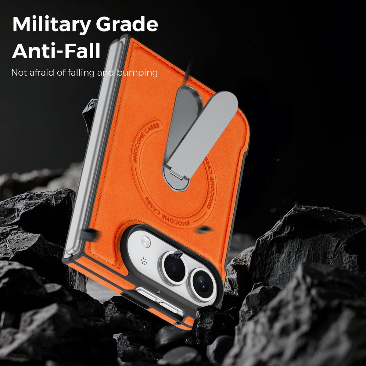 Leather Magnetic Ring Stand Case for iPhone Duo