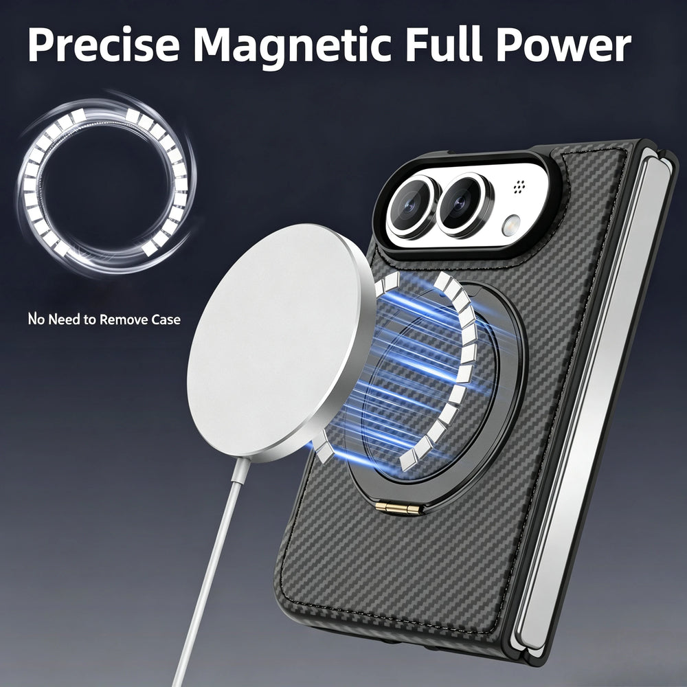 Carbon Fiber Magnetic Ring Stand Case for iPhone Duo