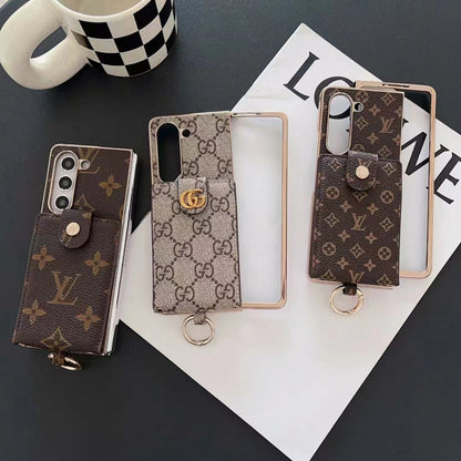 LUXURY ELECTROPLATING MONOGRAM CARD HOLDER CROSSBODY SAMSUNG Z FOLD CASE Roxy New