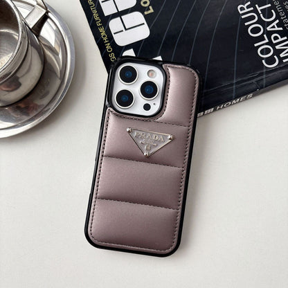 Luxury Puffer Pocket Logo Case - iPhone 12-18 Pro & Pro Max