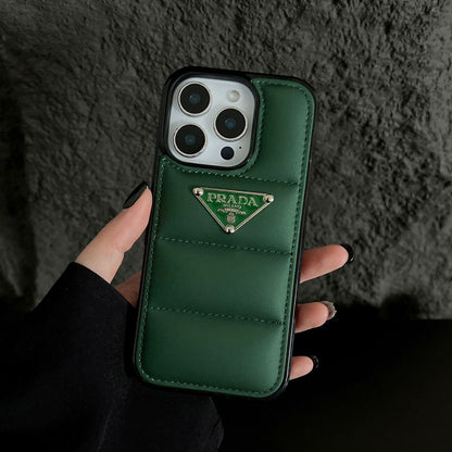 Luxury Puffer Pocket Logo Case - iPhone 12-18 Pro & Pro Max