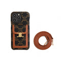 CLASSIC CELINE IPHONE CASE CROSSBODY DARK PRINT FOR IPHONE 12-18 Pro & Pro Max