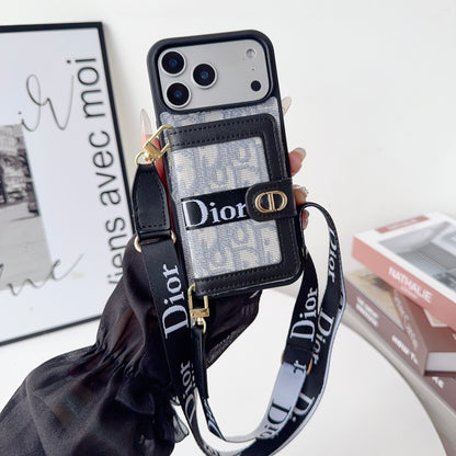 Dior Crossbody Strap Leather Case - iPhone 12-18 Pro & Pro Max