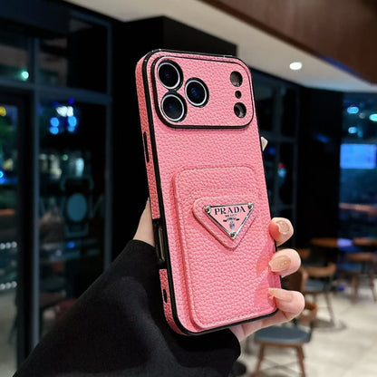 Luxury Plaque Leather Triangle Case - iPhone 12-18 Pro & Pro Max