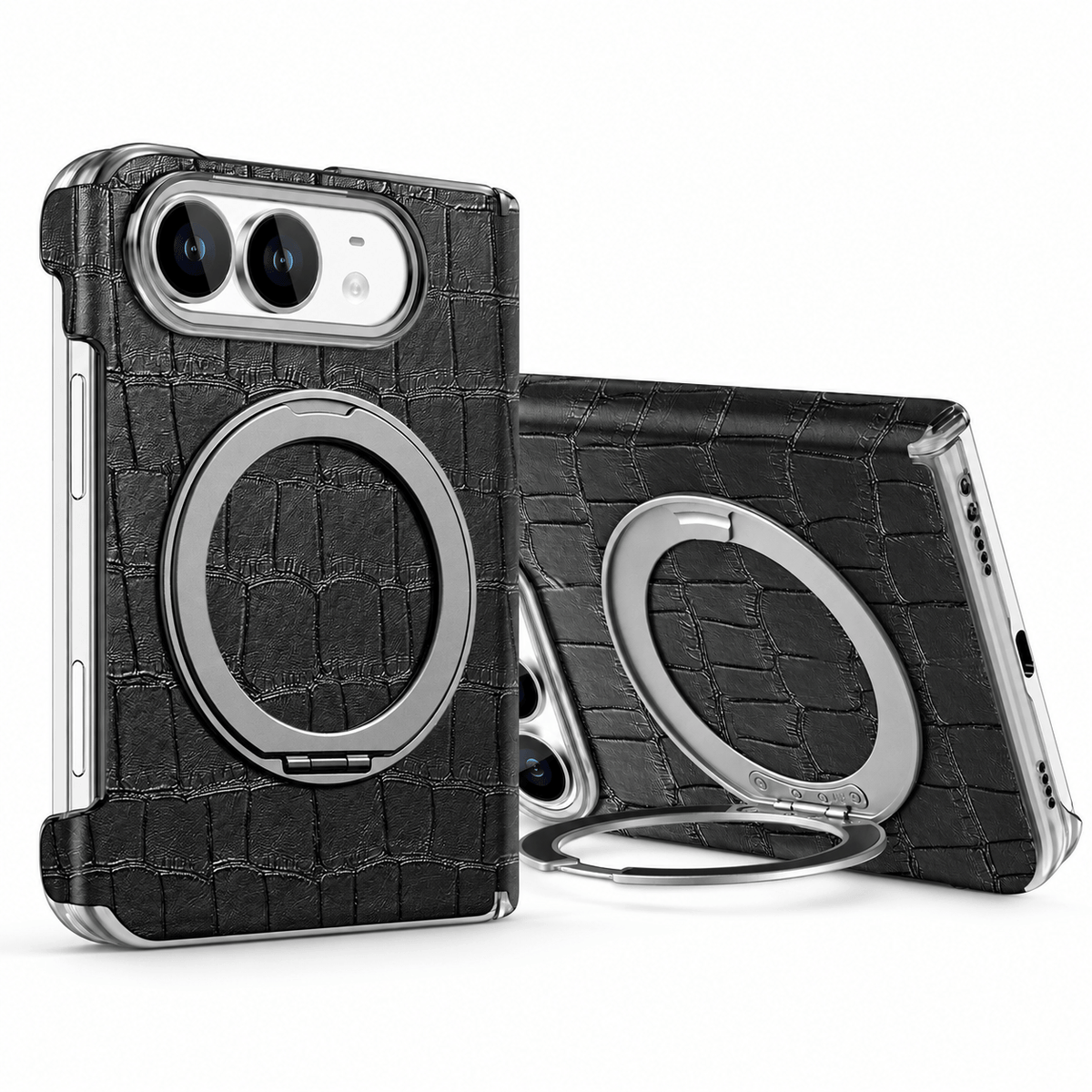Luxury Leather Ring Stand Case for iPhone Duo