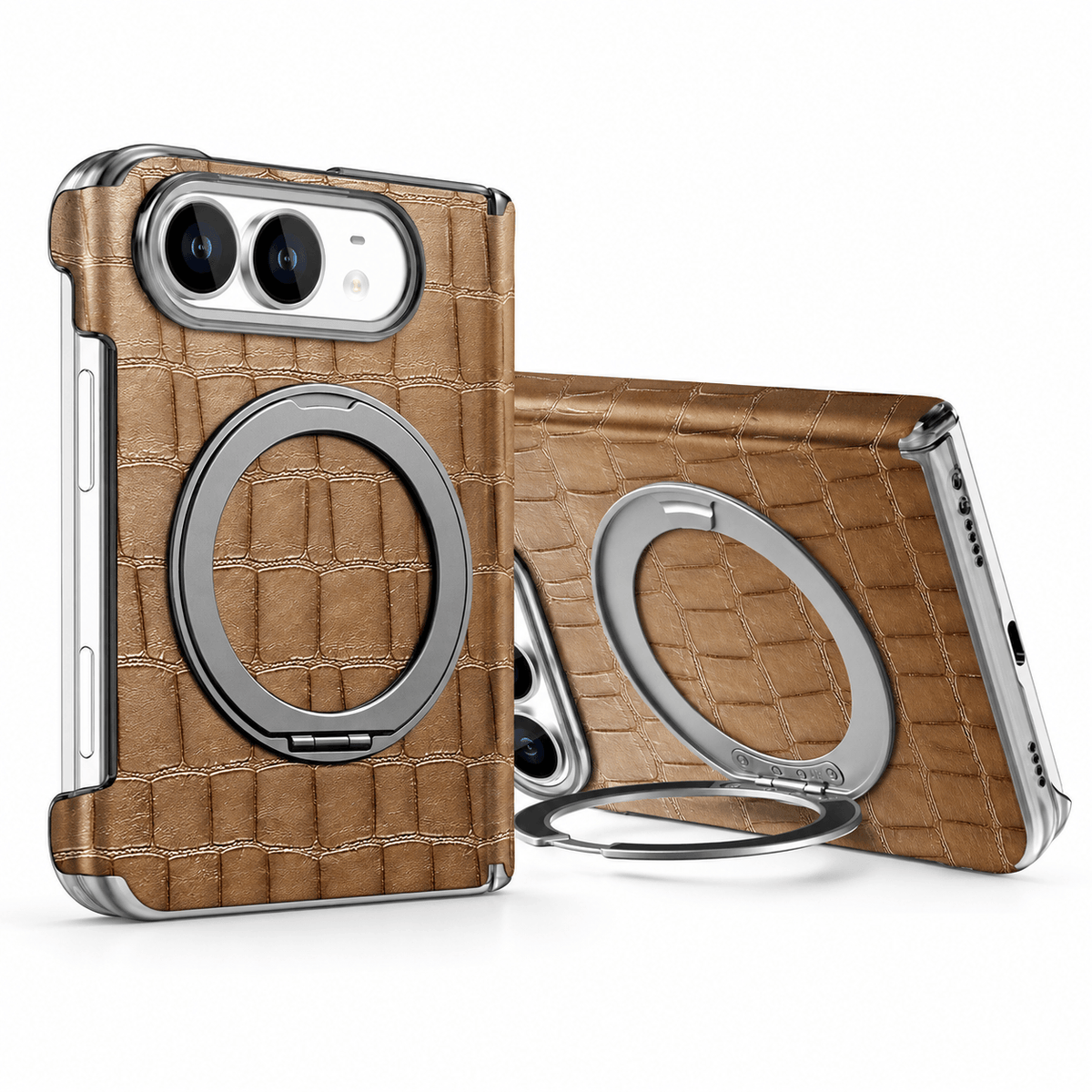 Luxury Leather Ring Stand Case for iPhone Duo