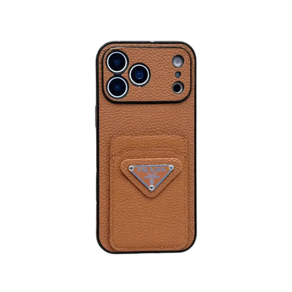 Luxury Plaque Leather Triangle Case - iPhone 12-18 Pro & Pro Max