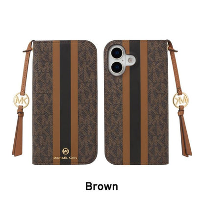 MK Folio Case Stripe with Tassel Charm for Magsafe for iPhone 13-18 Pro & Pro Max