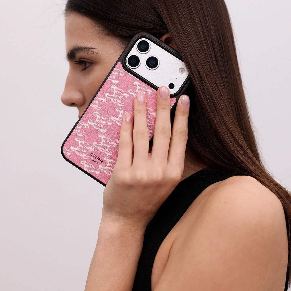 LUXURY CELINE IPHONE CASE CLASSIC PINK FOR IPHONE 12-18 Pro & Pro Max