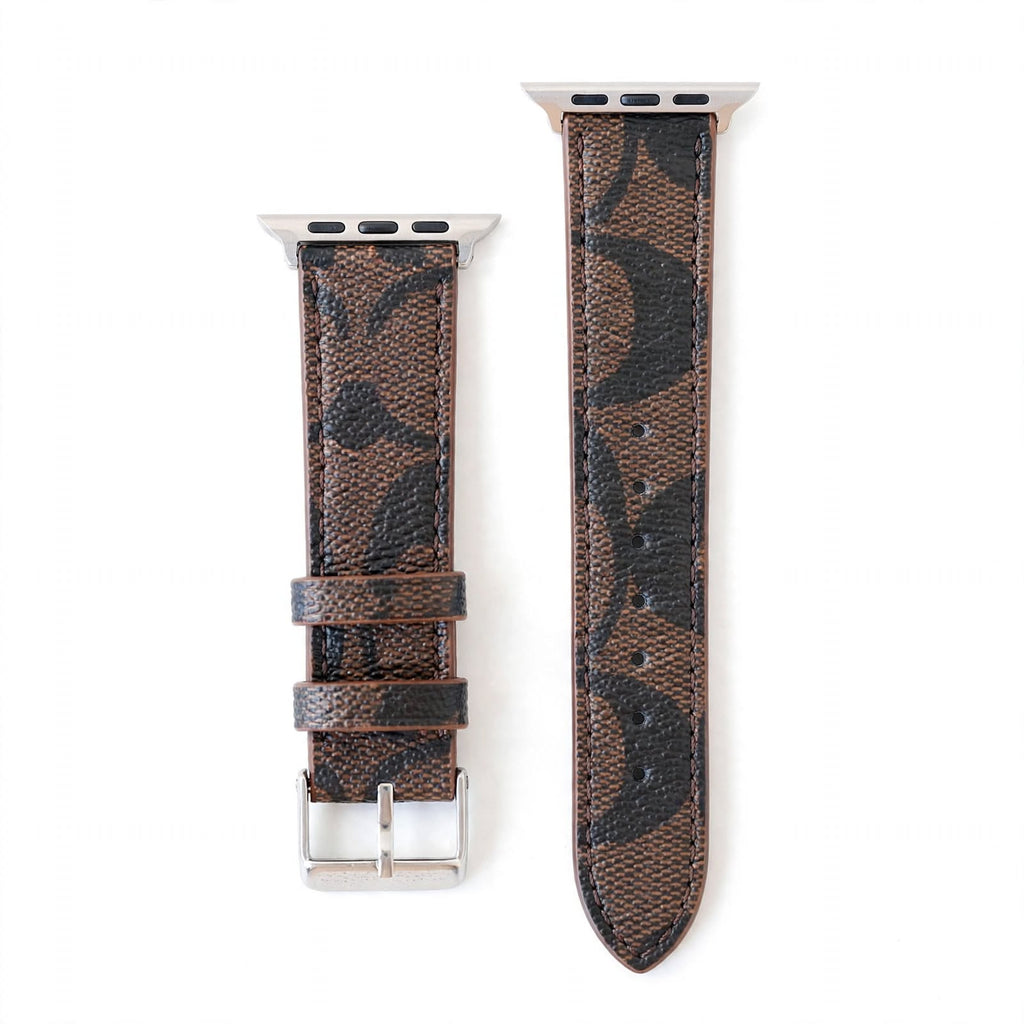 Coach Leather Apple Watch Band Brown Pattern