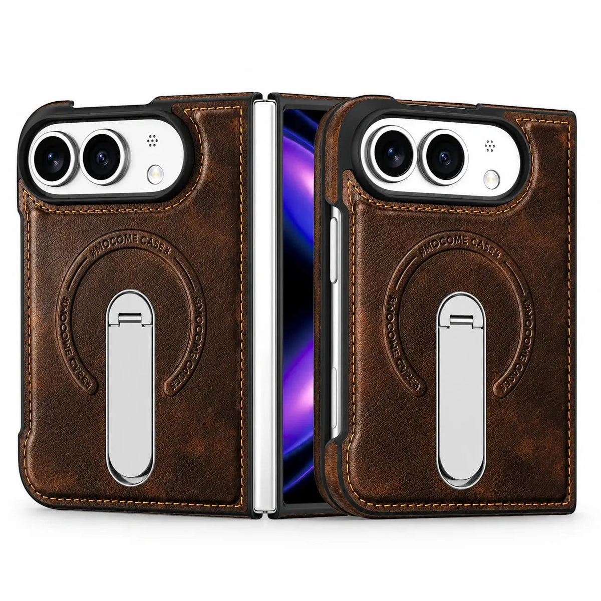 Leather Magnetic Ring Stand Case for iPhone Duo