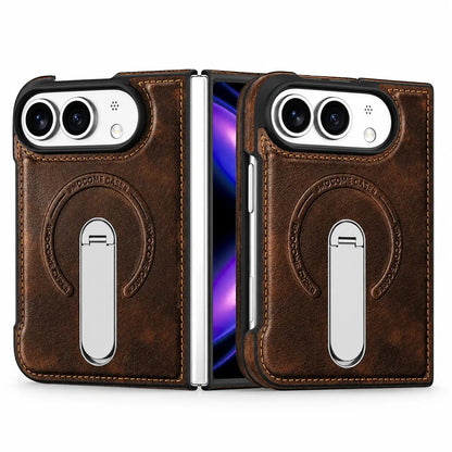 Leather Magnetic Ring Stand Case for iPhone Duo