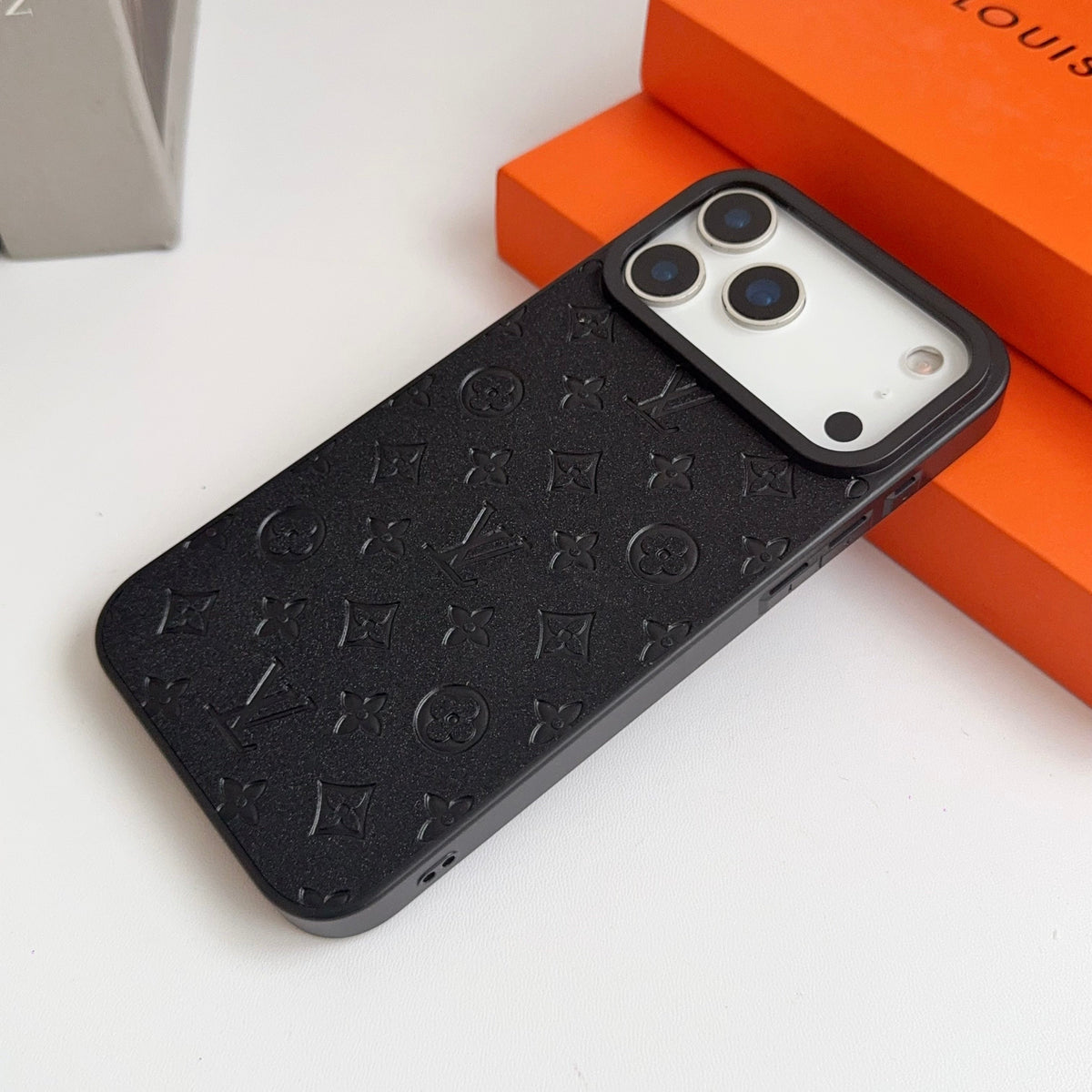 LV Embossed Monogram Matte Leather Case for iPhone 13-18 Pro & Pro Max