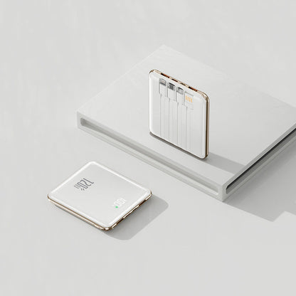 Mini Power Bank 10,000 mAh with Built-In Charging Cables