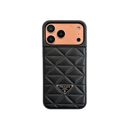Luxury Quilted Triangle Logo Case - iPhone 12-18 Pro & Pro Max