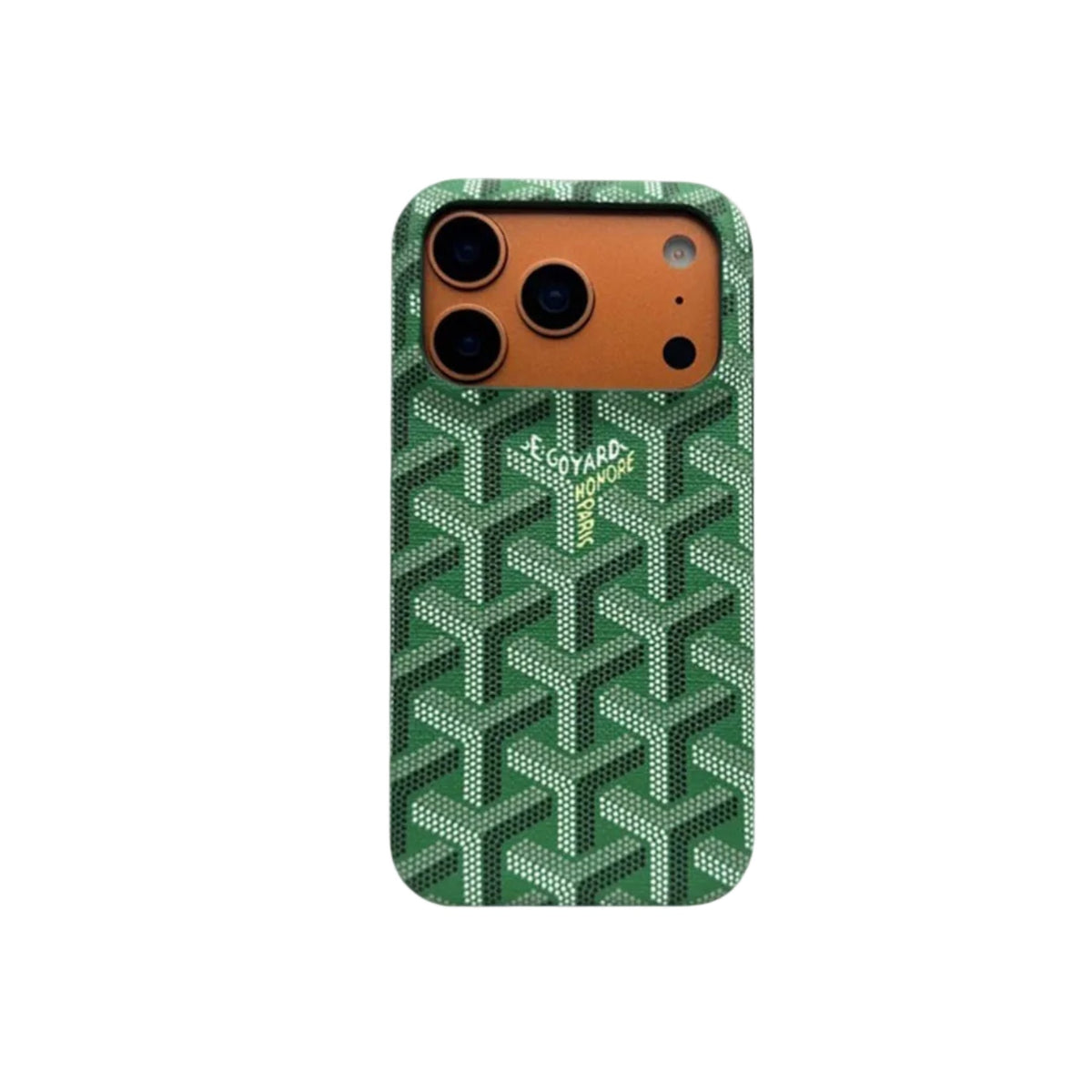 GYD Vintage Monogram Emerald Green Case for iPhone 12-18 Pro & Pro Max