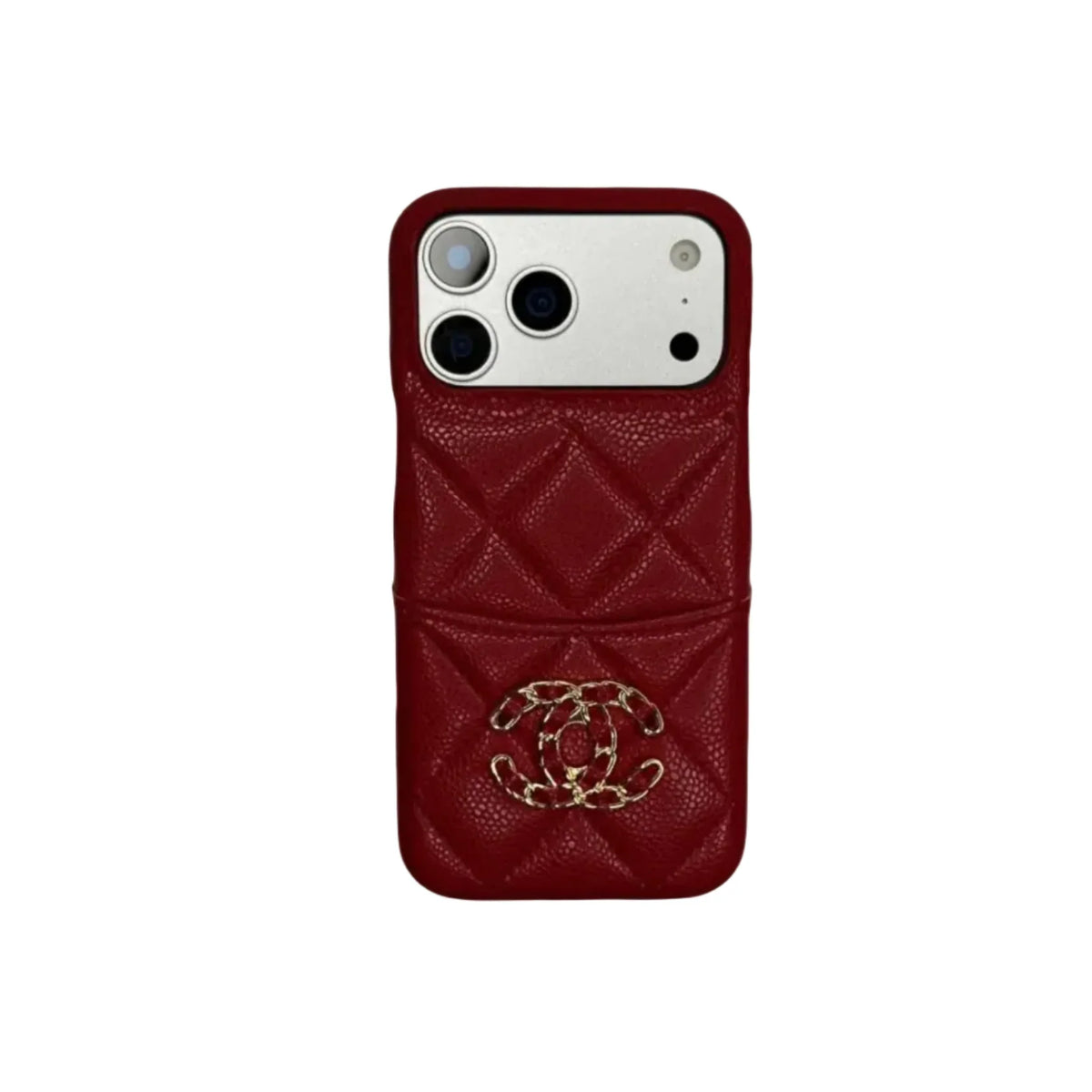 Chanel Quilted Caviar Leather Case with Chain Logo Emblem for iPhone 18-13