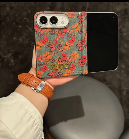 Luxury GG Vintage Floral Butterfly iPhone Duo Case