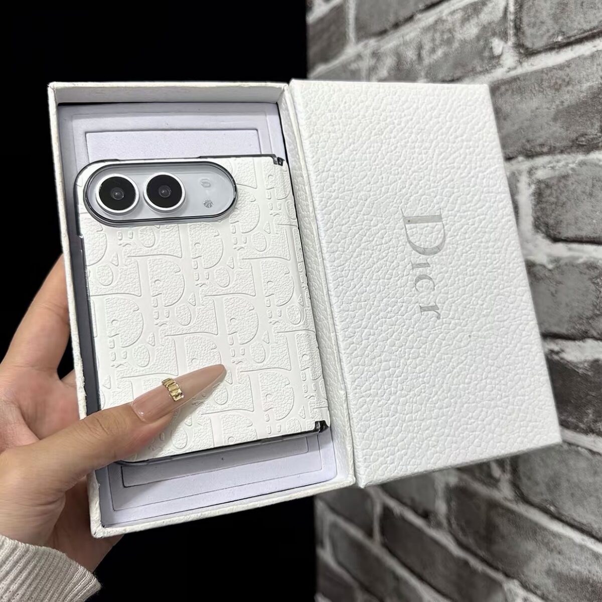 Textured Monogram Dior Case for iPhone Duo