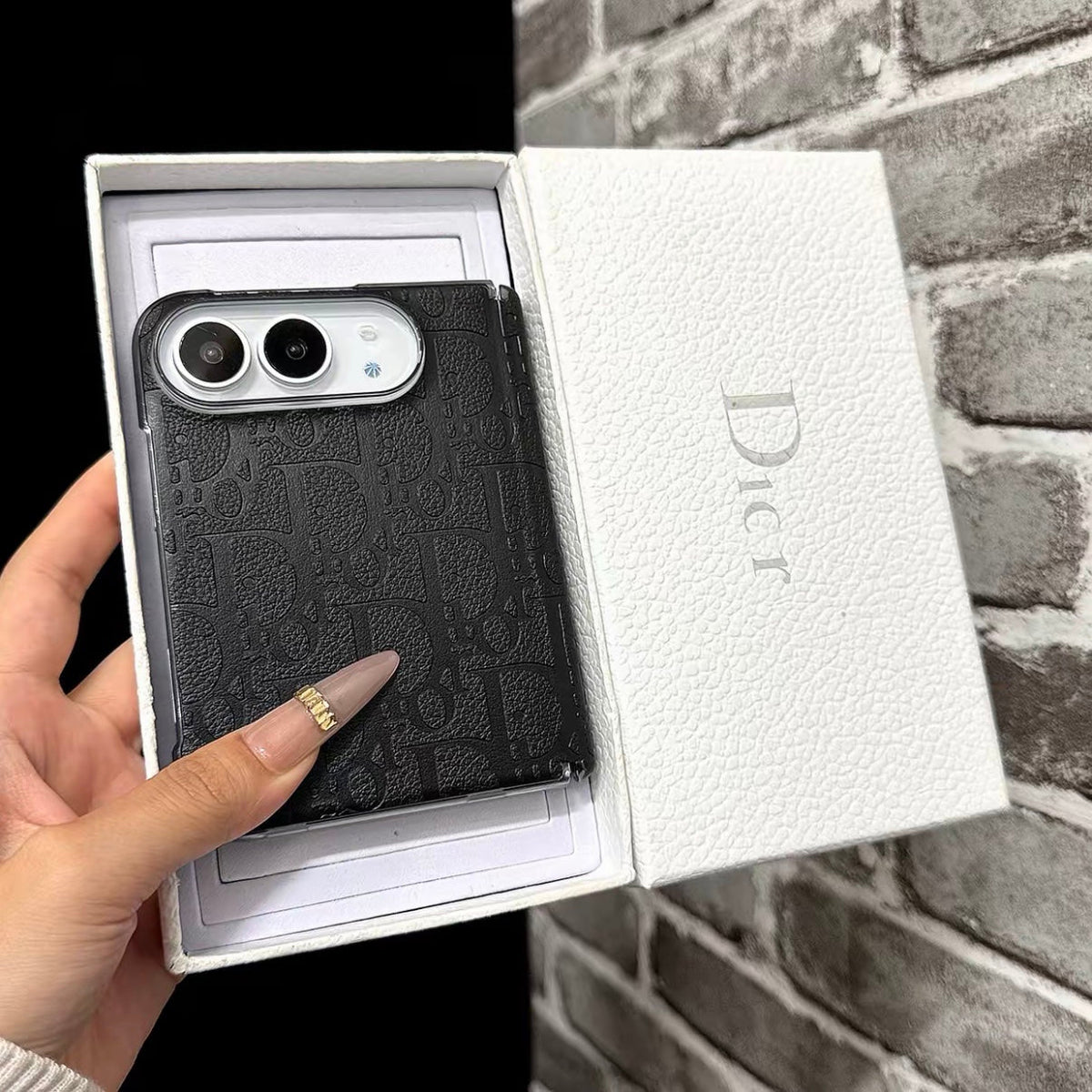 Textured Monogram Dior Case for iPhone Duo