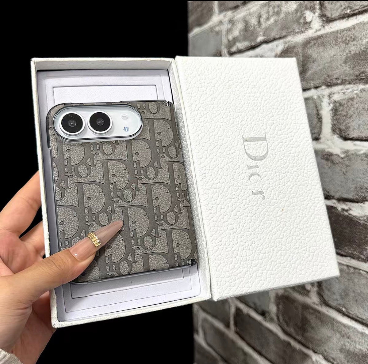 Textured Monogram Dior Case for iPhone Duo
