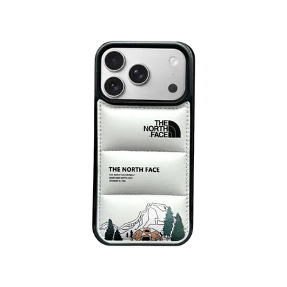 North Face Style Puffer Phone Case With Graphic For iPhone 12-18 Pro & Pro Max