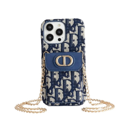 Dior Luxury Chain Case with Bracket for iPhone 12-18 Pro & Pro Max