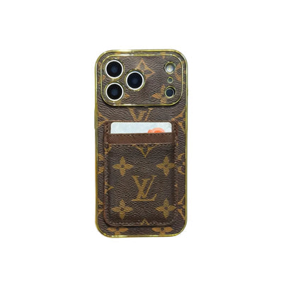 Lv Luxury Phone Case with Card Holder For iPhone 12-18 Pro & Pro Max