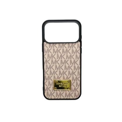 MK Leather Phone Case Metal Plate for iPhone 12-18 Pro & Pro Max