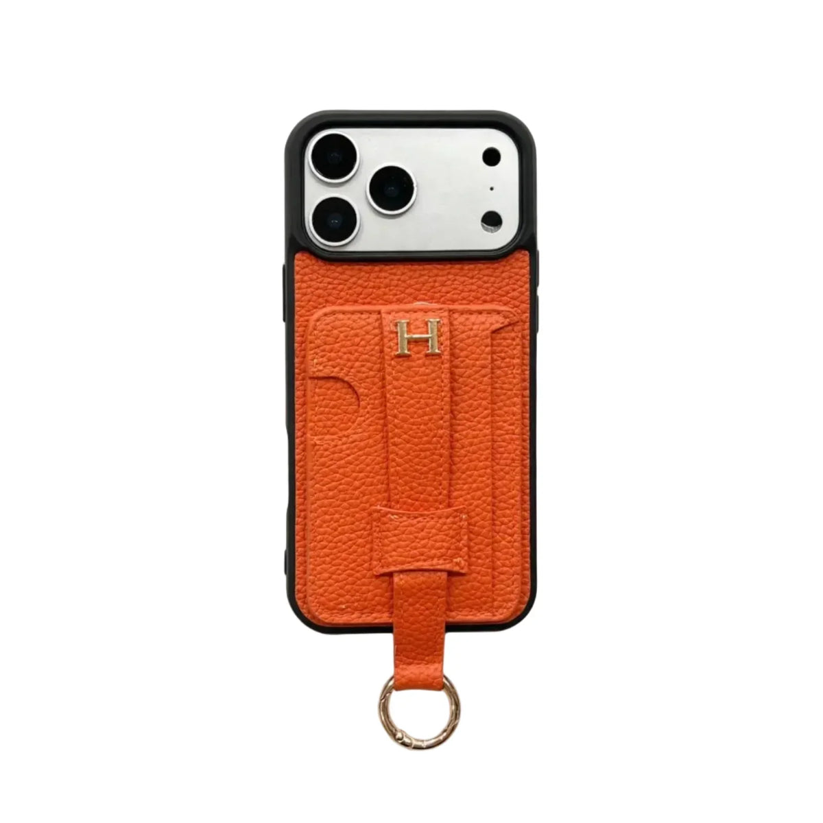 Luxury Pebbled Leather Case with Ring Hook - iPhone 13-18 Pro & Pro Max