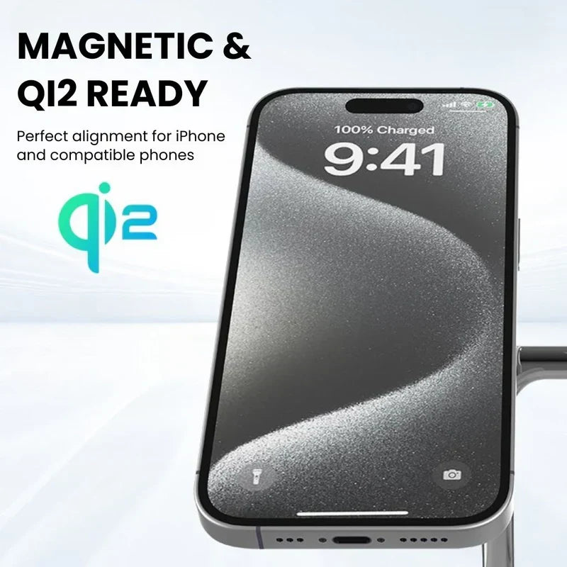 Elegant 3-in-1 Magnetic T-Bar Wireless Charging Dock For iPhone